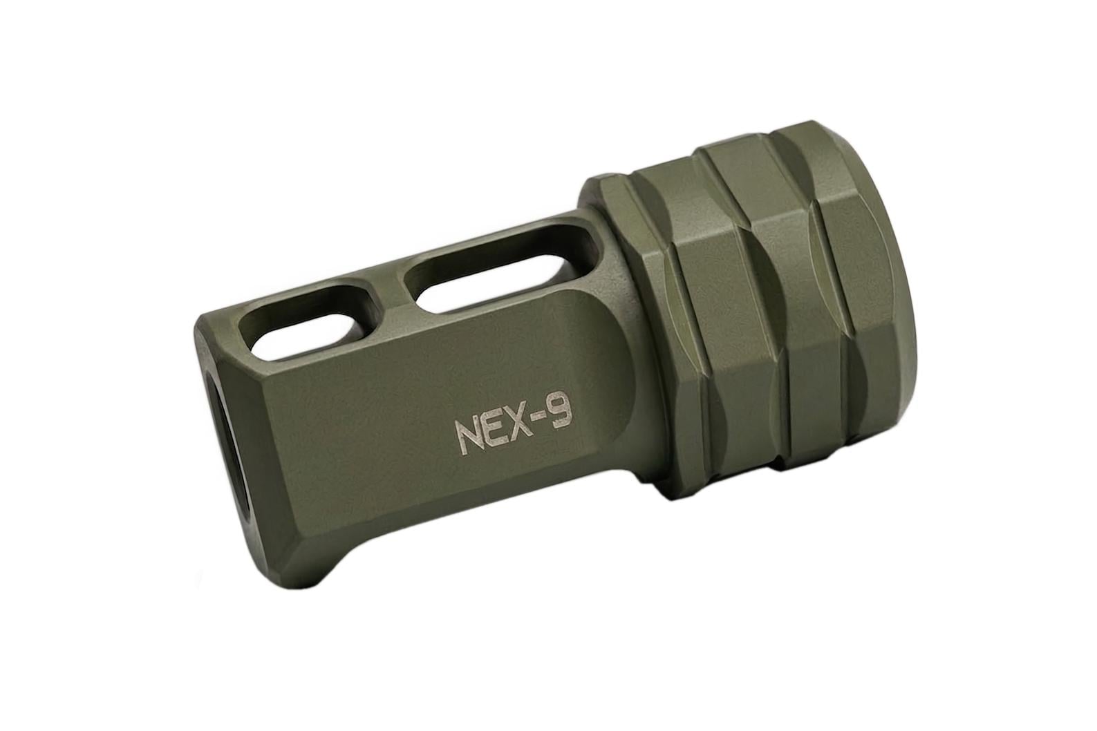 Дульне гальмо-компенсатор Xgun IMPACT NEX 9 кал 9 мм різьба 1/2"-36 нержавіюча сталь 420 AISI Olive Дульне гальмо-компенсатор Xgun IMPACT NEX 9 кал 9 мм різьба 1/2"-36 нержавіюча сталь 420 AISI Olive
