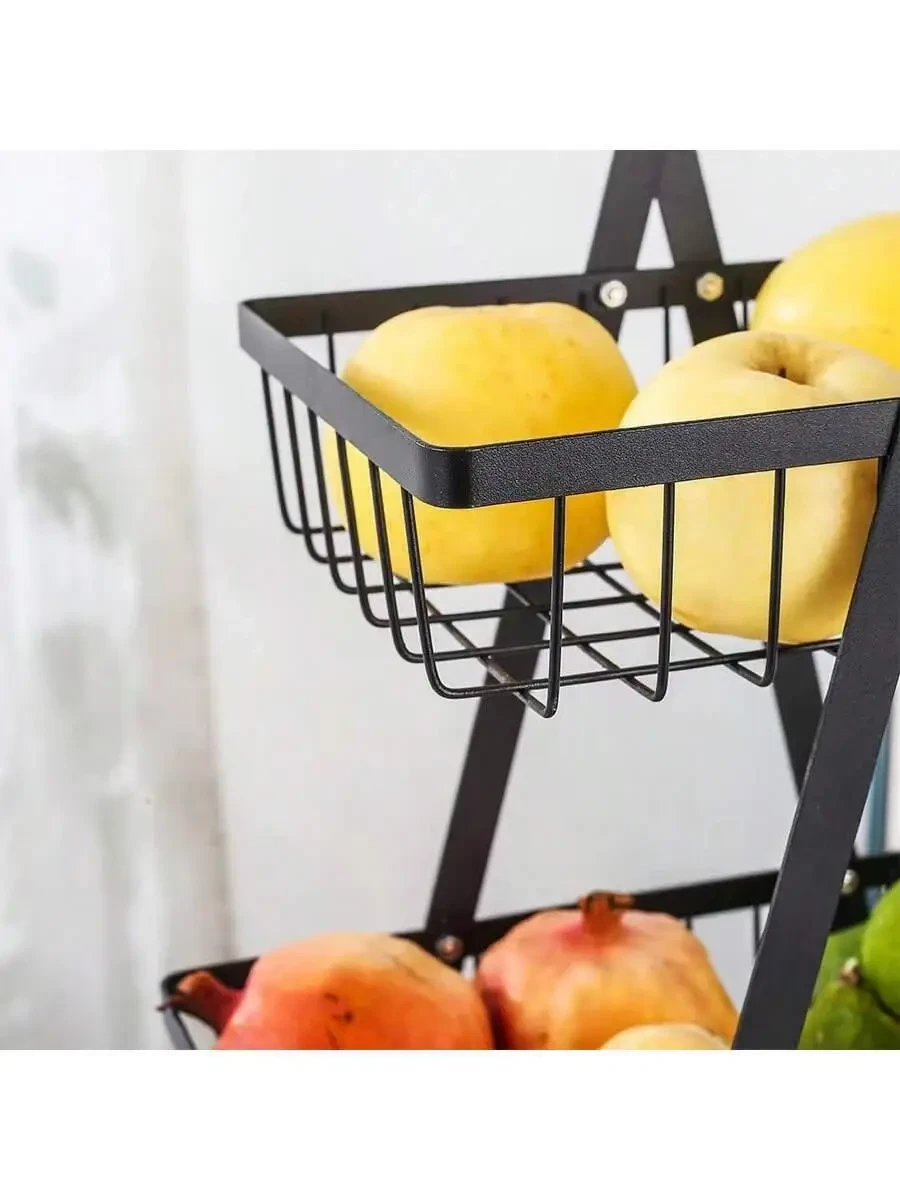 Фруктовница двухуровневая металлическая с деревянной ручкой - фото 5 Фруктовница двухуровневая металлическая с деревянной ручкой - фото 5