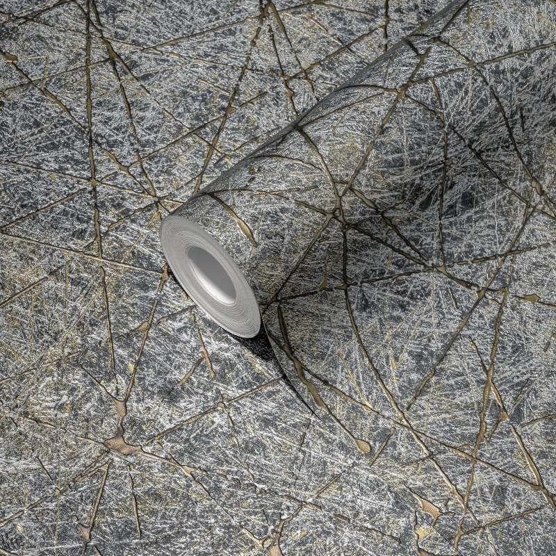 Обои флизелиновые AS Creation Attico 39219-4 винил горячего тиснения 1,06х10,05 м Графитовый