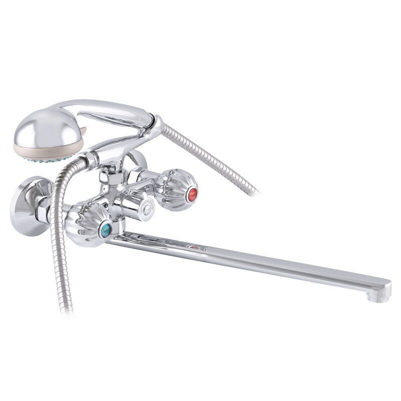 Кран для ванной Europroduct Апельсин EP0090 двухзахватный с длинным носиком Хром (64835)