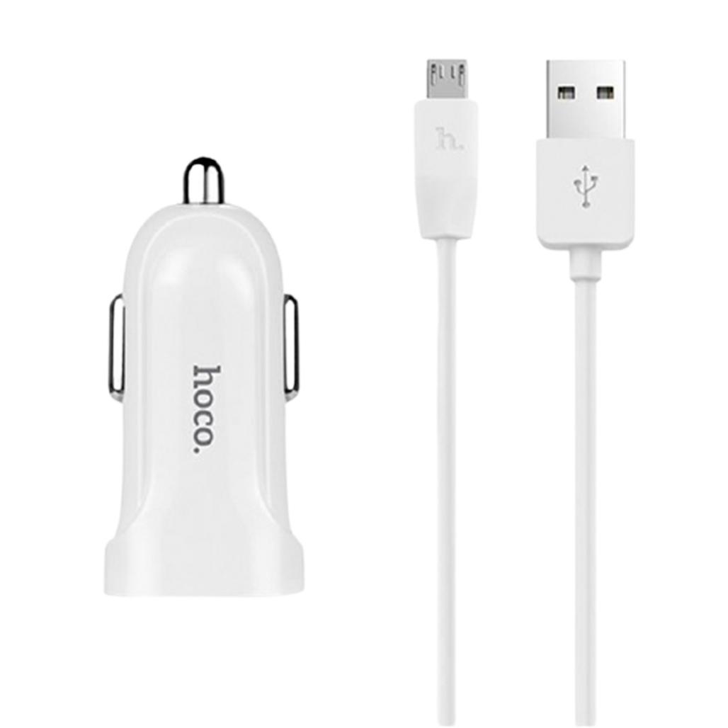 Автомобильное зарядное устройство Hoco Z2 + micro USB-cable White