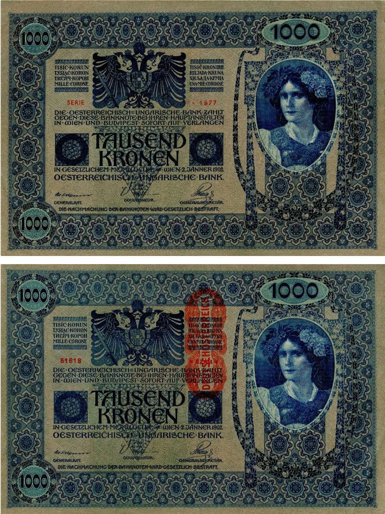 Коллекционная банкнота Австрия 1000 крон 1902 1919 UNC P59 (Б17630)