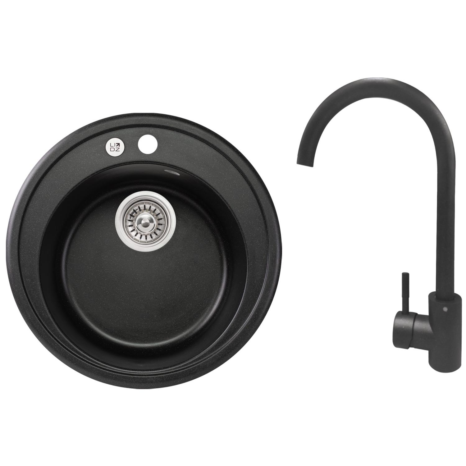 Мийка кухонна Lidz LIDZBLM14D51020045291 гранітна кругла зі змішувачем 505x505 мм Чорний (193694) Мийка кухонна Lidz LIDZBLM14D51020045291 гранітна кругла зі змішувачем 505x505 мм Чорний (193694)