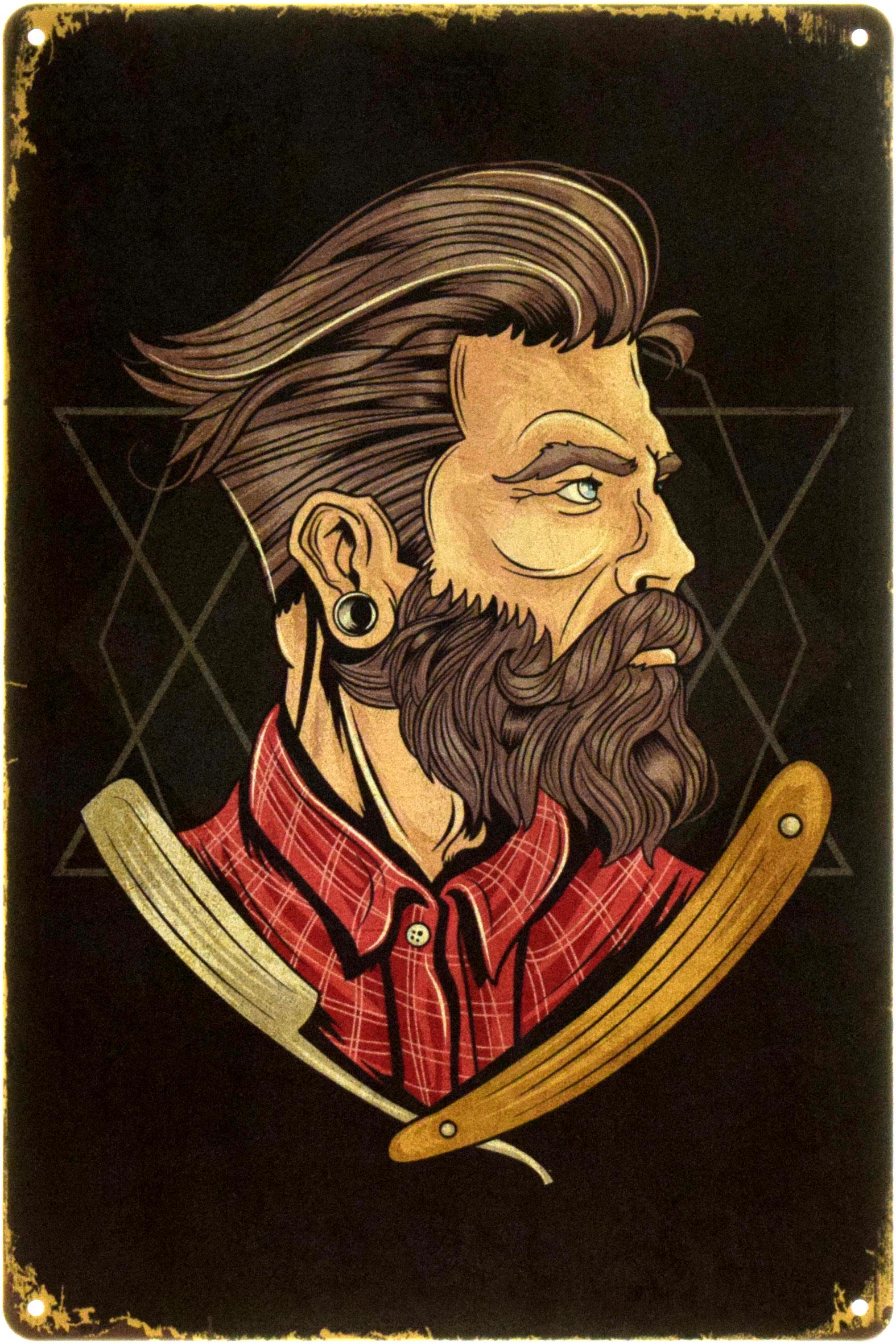 Табличка металлическая "Barber Shop" 20x30 см (ms-104431)