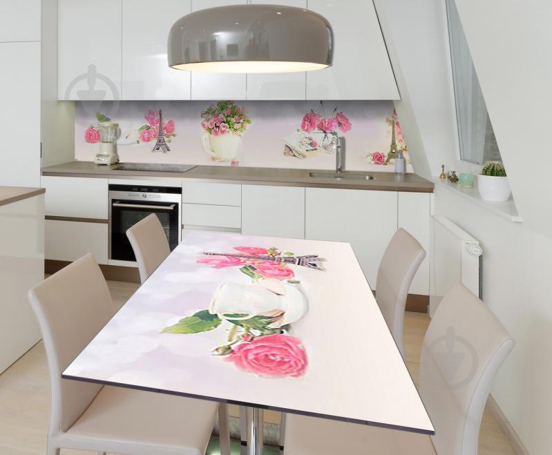 Наклейка виниловая на стол Zatarga  "Розовые Розы Париж" 600х1200 мм