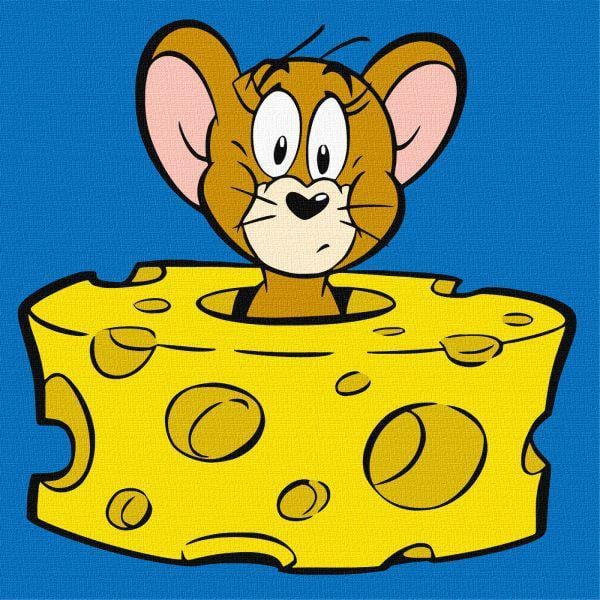Картина по номерам Ideyka Tom and Jerry: Любитель сыра 25х25 см (Id-KHO1371)
