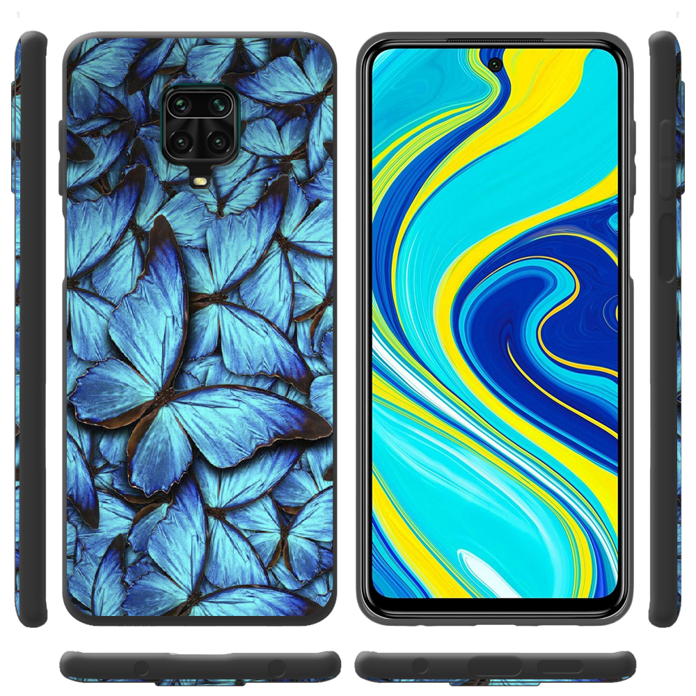 Чохол Boxface Xiaomi Redmi Note 9S Лазурні Метелики Чорний силікон (39475-up1550-39914) - фото 2