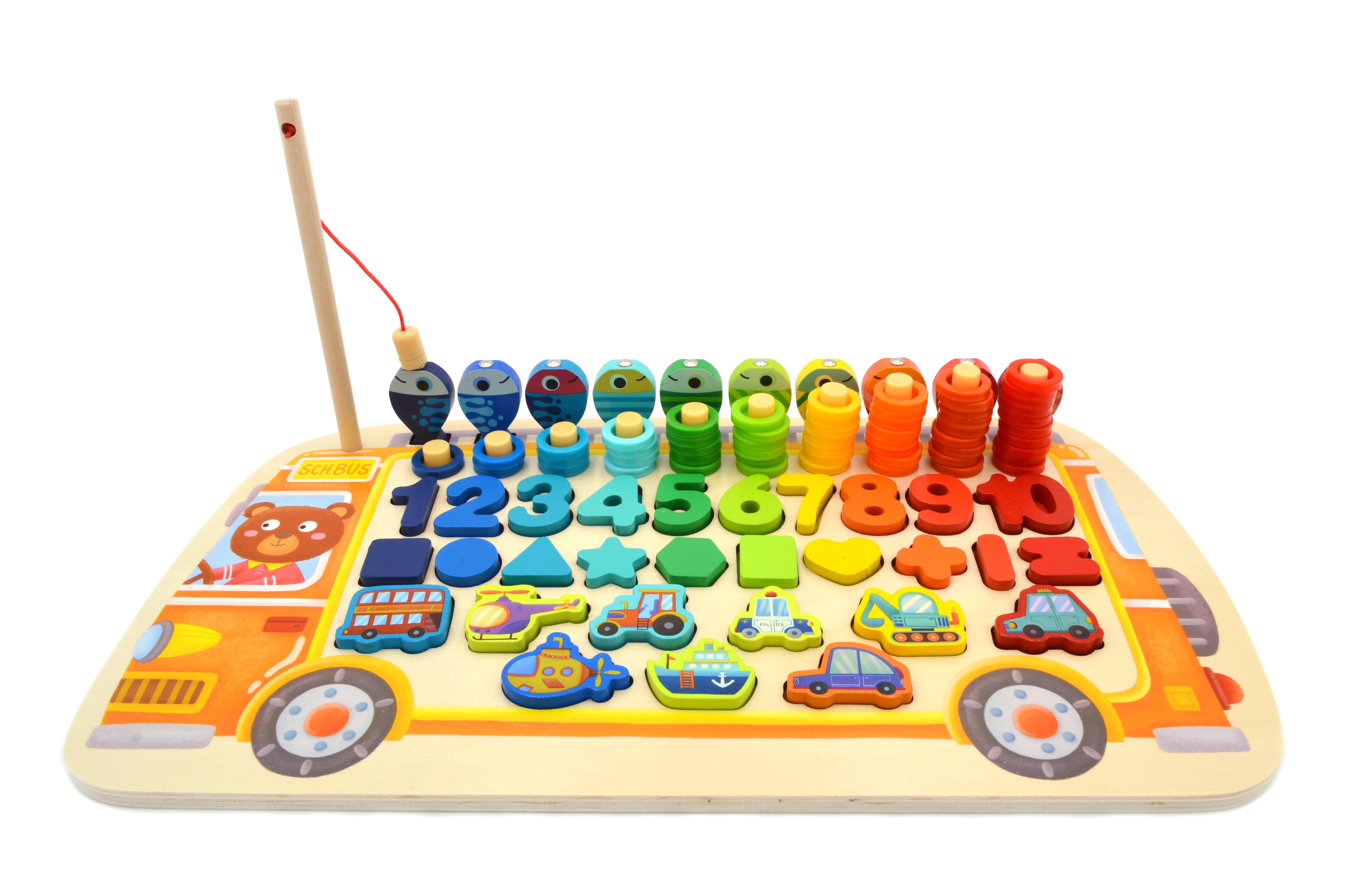 Доска логическая деревянная сортер/рыбалка/цифры/формы/цвета/транспорт (38512)