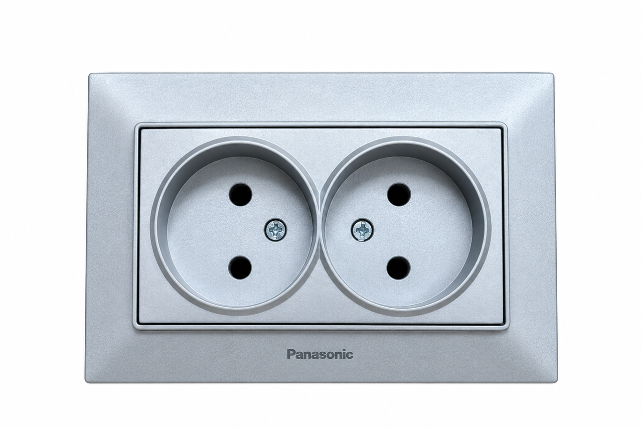 Розетка 2-на Panasonic Arkedia Slim Срібний