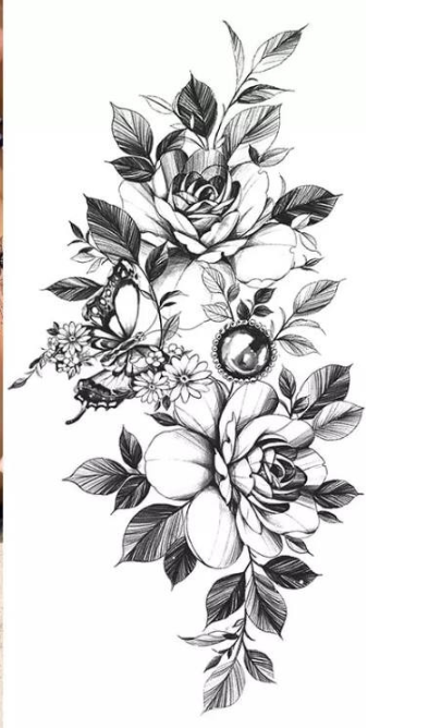 Тату временное водостойкое 3D большое Цветы большие BK-075 17,5х9 см (4419480)