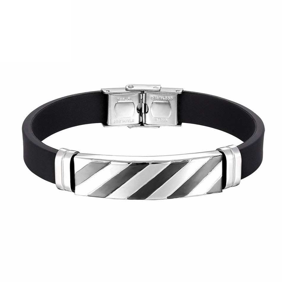 Браслет из медицинской стали на силиконовом ремешке 20 см (BSS-047)