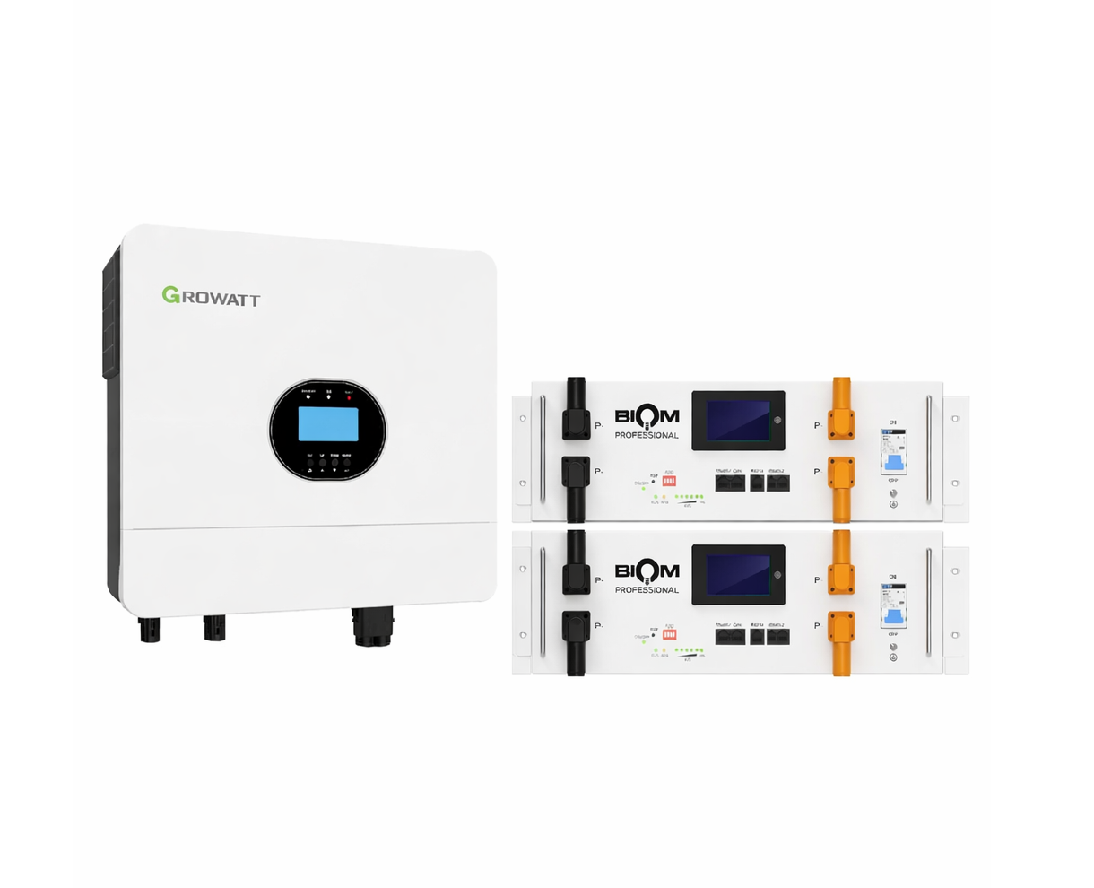 Инвертор Growatt SPF 6000 ES Plus 6 кВт и два аккумулятора Biom Professional BALFP-R512100-UNI 5,12 кВт·ч White (33088125)