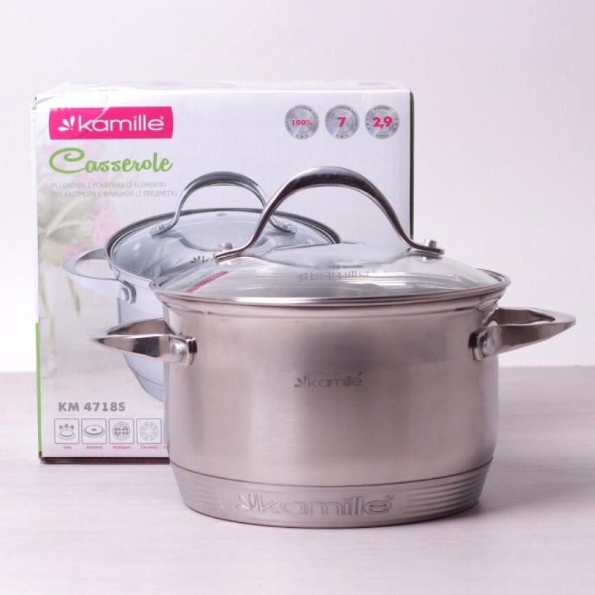 Кастрюля с крышкой Kamille KM-4718S из нержавеющей стали и 7-слойным дном 2,9 л 18 см 11,5 см (1188413710) Кастрюля с крышкой Kamille KM-4718S из нержавеющей стали и 7-слойным дном 2,9 л 18 см 11,5 см (1188413710)