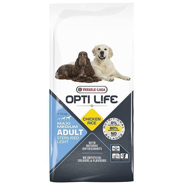 Корм сухой для стерилизованных собак Opti Life Sterilised Light Medium&Maxi Premium средних и крупных пород Курица 12,5 кг (311363)