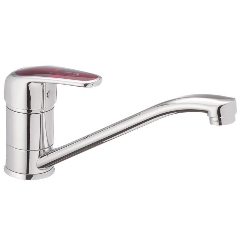 Смеситель для кухни Haiba MAGIC 555 з червоною ручкою (HB0669)