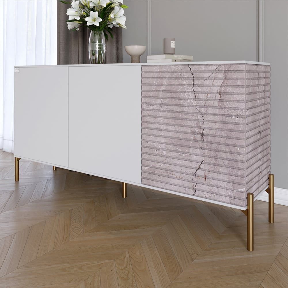 Комод Lion Грей 154x38x76,5 см Нимфея Альба/Камень (LION-041859)