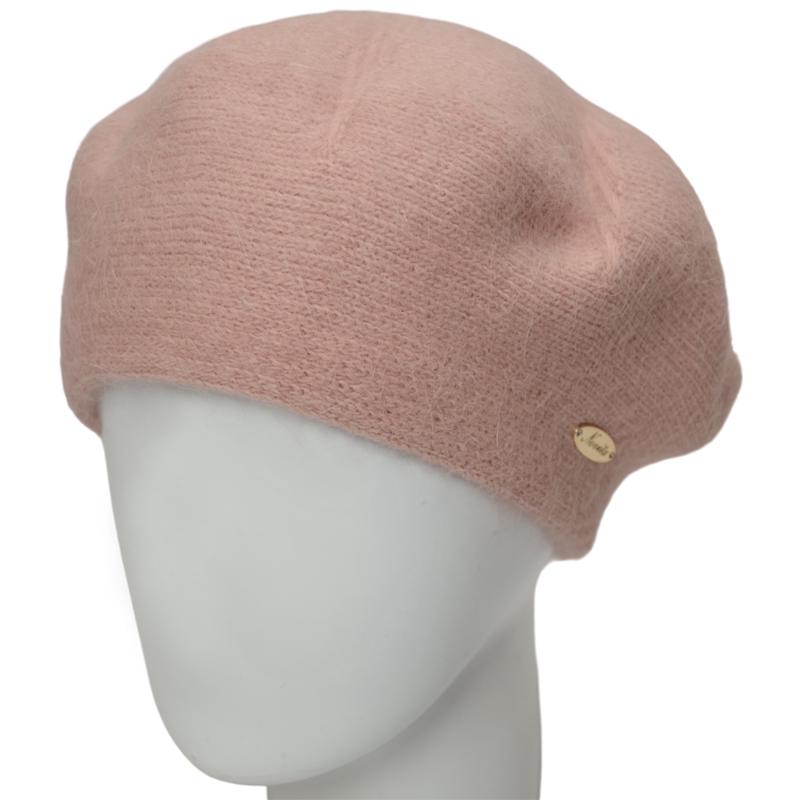 Берет женский ангоровый Novita Имидж one size Бежевый/Пудровый