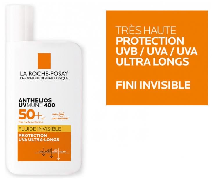 Солнцезащитный флюид для чувствительной кожи лица La Roche-Posay Anthelios UVmune 400 Fluide Invisible SPF50+ 50 ml - фото 3