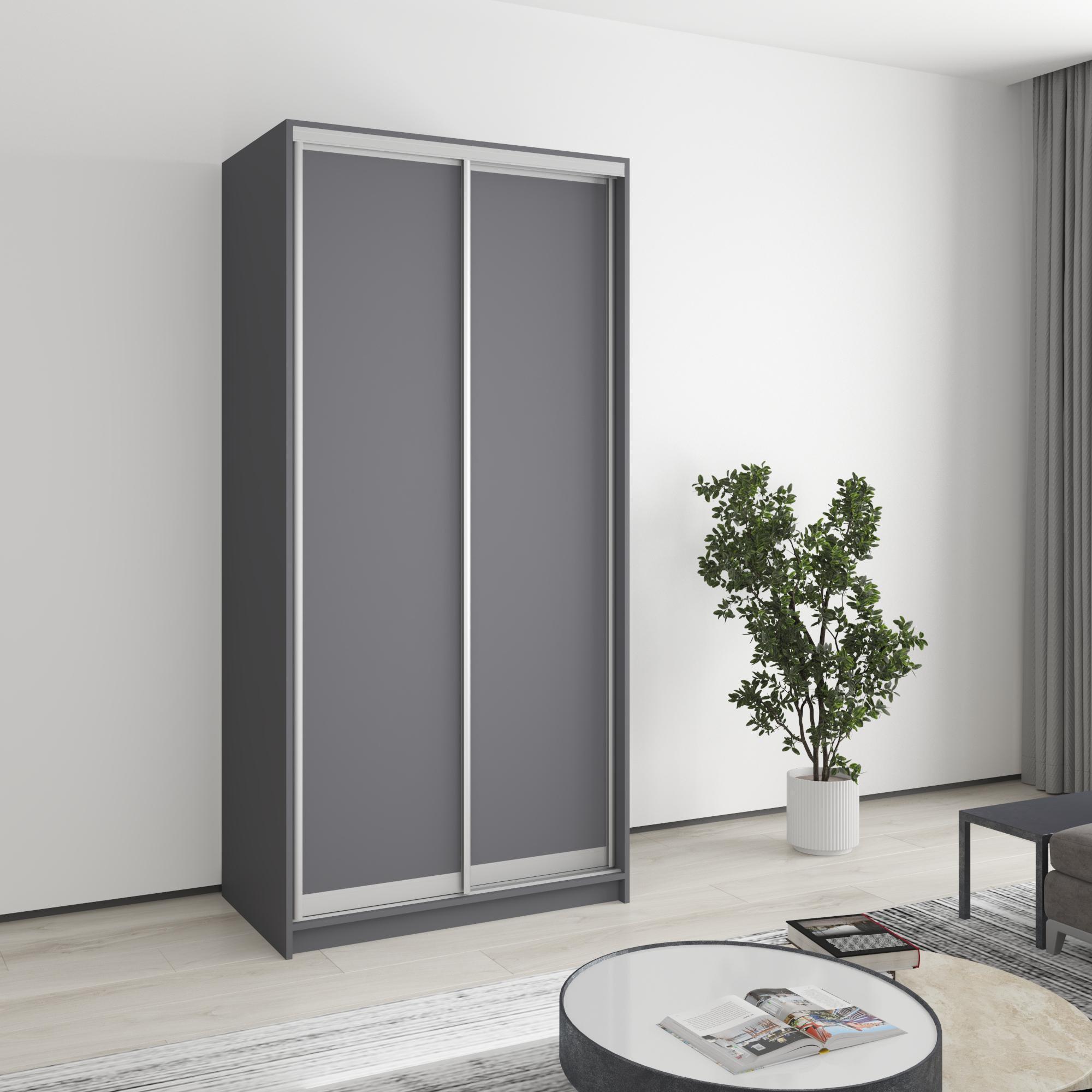 Шкаф-купе двухдверный MebelStar Стандарт AL 2 ДСП 100x60x210 см Антрацит (MBS-2306) Шкаф-купе двухдверный MebelStar Стандарт AL 2 ДСП 100x60x210 см Антрацит (MBS-2306)