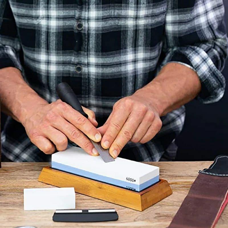 Набор для заточки ножей КОРУНД START-5 с бамбуковой подставкой #1000/#6000 5 предметов - фото 8