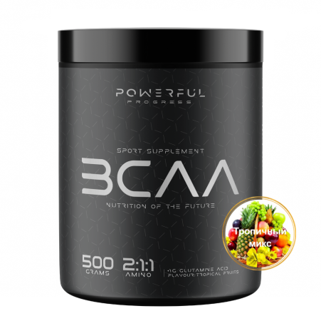 Аминокислоты BCAA Бсаа Powerful Progress BCAA 2:1:1 Instant Тропический микс 500 г (14540321) - фото 1