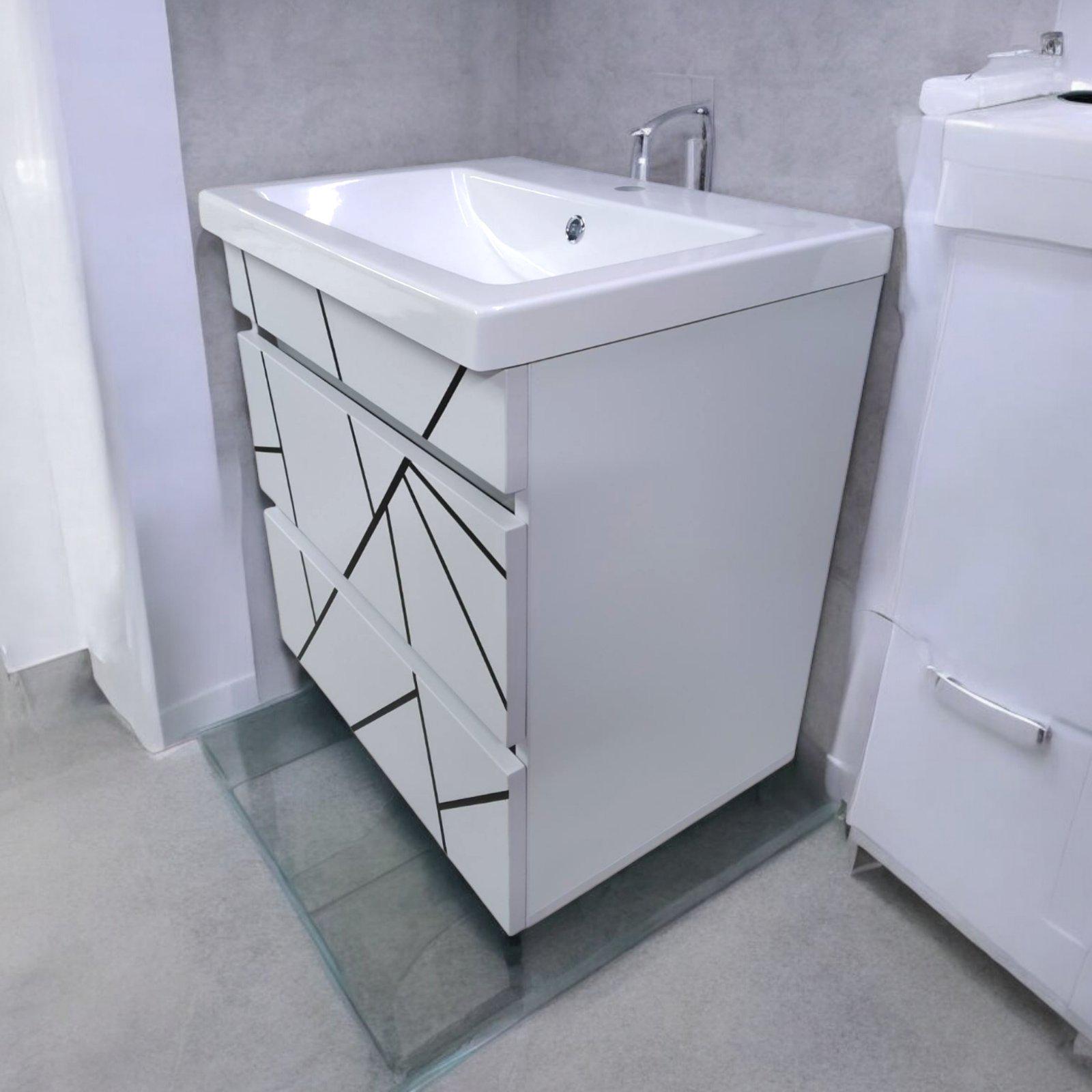 Тумба подвесная для ванной комнаты пластиковая Mikola-M Atlant Chaos 80 см White/Black (2383) - фото 7 Тумба подвесная для ванной комнаты пластиковая Mikola-M Atlant Chaos 80 см White/Black (2383) - фото 7