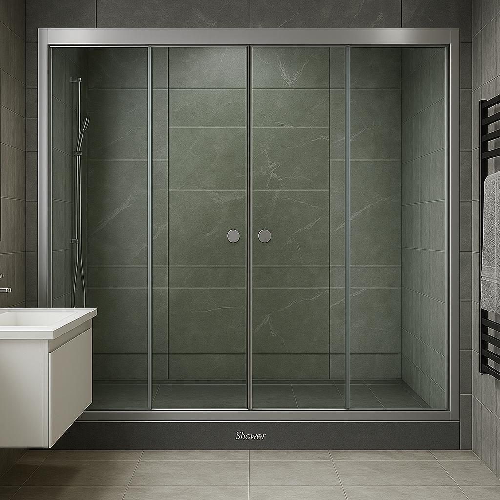 Душевые двери Shower раздвижные матовое стекло 180х160 см Хром (C15376)