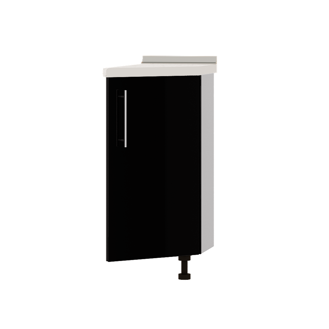 Шкаф нижний Эверест Акрил модуль угловое окончание Низ Н97-300 30х55х85 см Черный глянец/Белый (02190)
