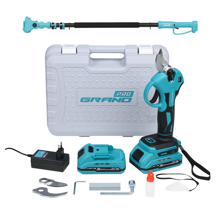 Секатор аккумуляторный Grand СА-30F/20BL-2 2 АКБ/кейс/удлинитель