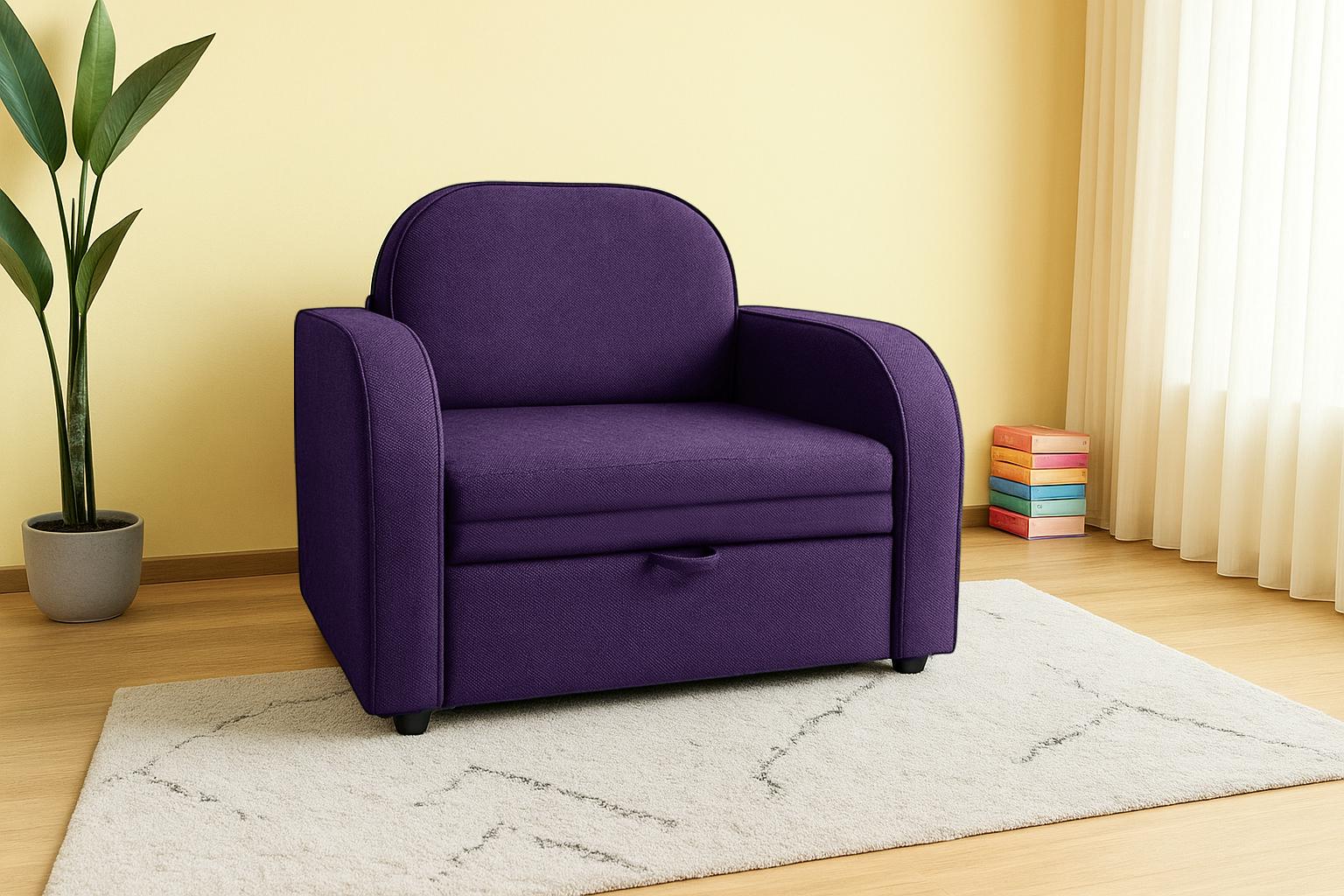 Кресло мягкое раскладное Tobi Sho Дрим рогожка Bahama 1040х850х830 мм 47/Фиолетовый