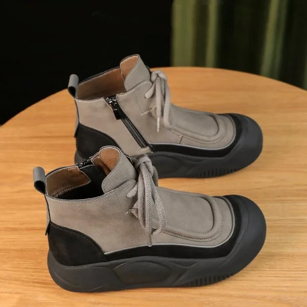 Ботинки женские демисезонные C00205-5 из искусственной кожи р. 38 23,1-23,5 см в Черный/Серый - фото 4 Ботинки женские демисезонные C00205-5 из искусственной кожи р. 38 23,1-23,5 см в Черный/Серый - фото 4