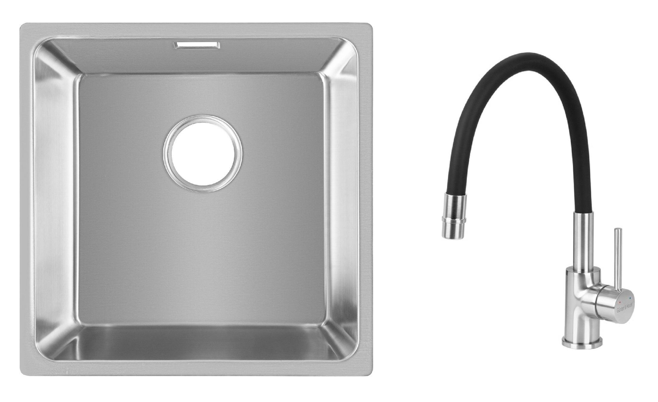 Комплект из кухонной мойки Gunter&Hauer Felda 4420 IX и кухонного смесителя Gunter&Hauer BRISE Brush
