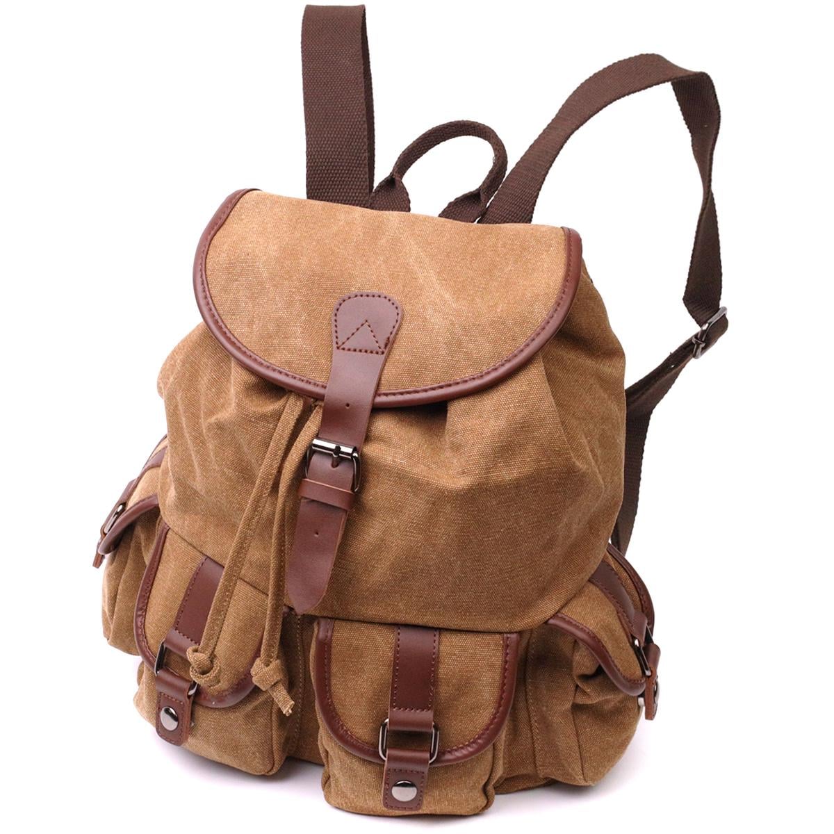 Рюкзак мужской Vintage Backpack 22155 с клапаном на магните Коричневый