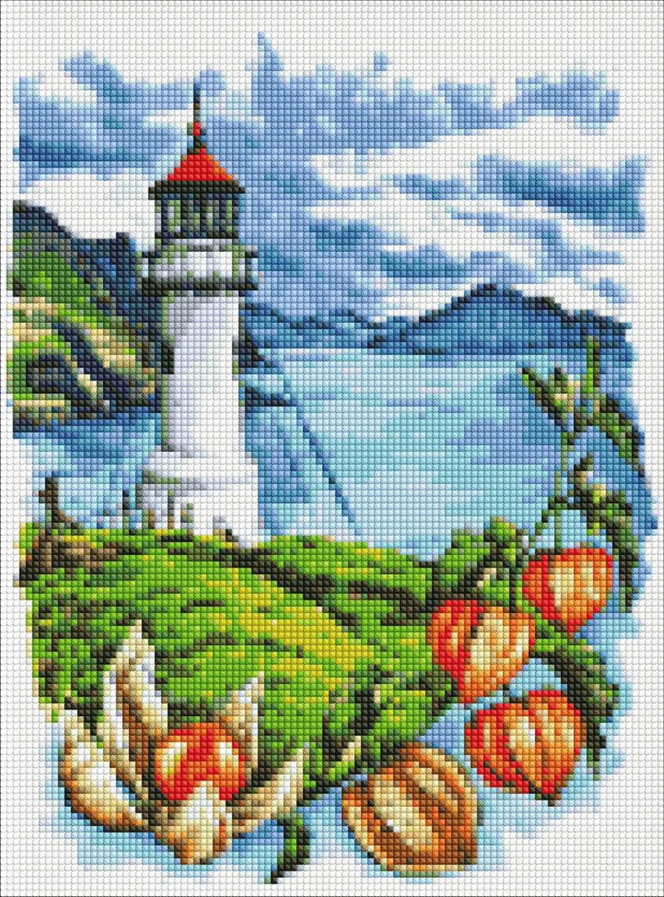 Алмазная мозаика Ideyka Маяк с физалисами 30х40 см (2987255208)