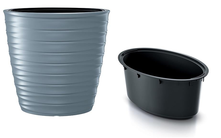 Горшок для цветов Prosperplast FREZE H-58,5 см овальный с вкладышем Светло-серый