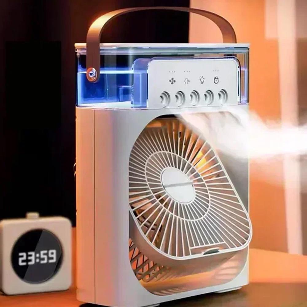 Вентилятор компактний Portable Fan PF-16 4в1 багатофункціональний з RGB-підсвіткою та зволожувачем Білий (SS-116) - фото 3
