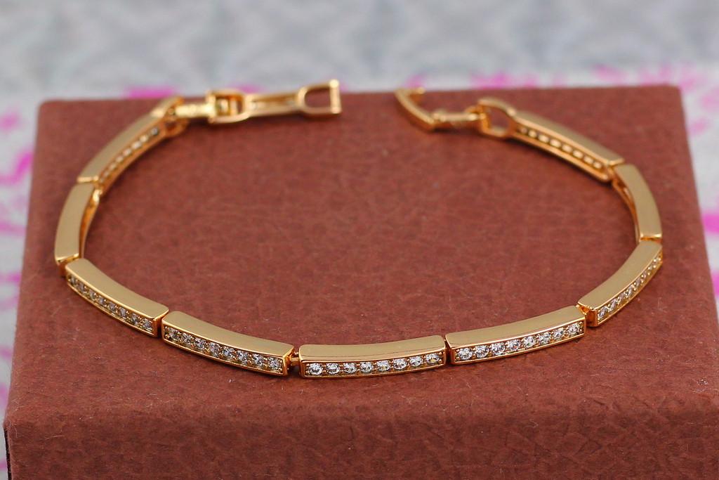 Браслет Xuping Jewelry Дорожка из белых камней 21 см 3 мм Золотистый (1876788257)