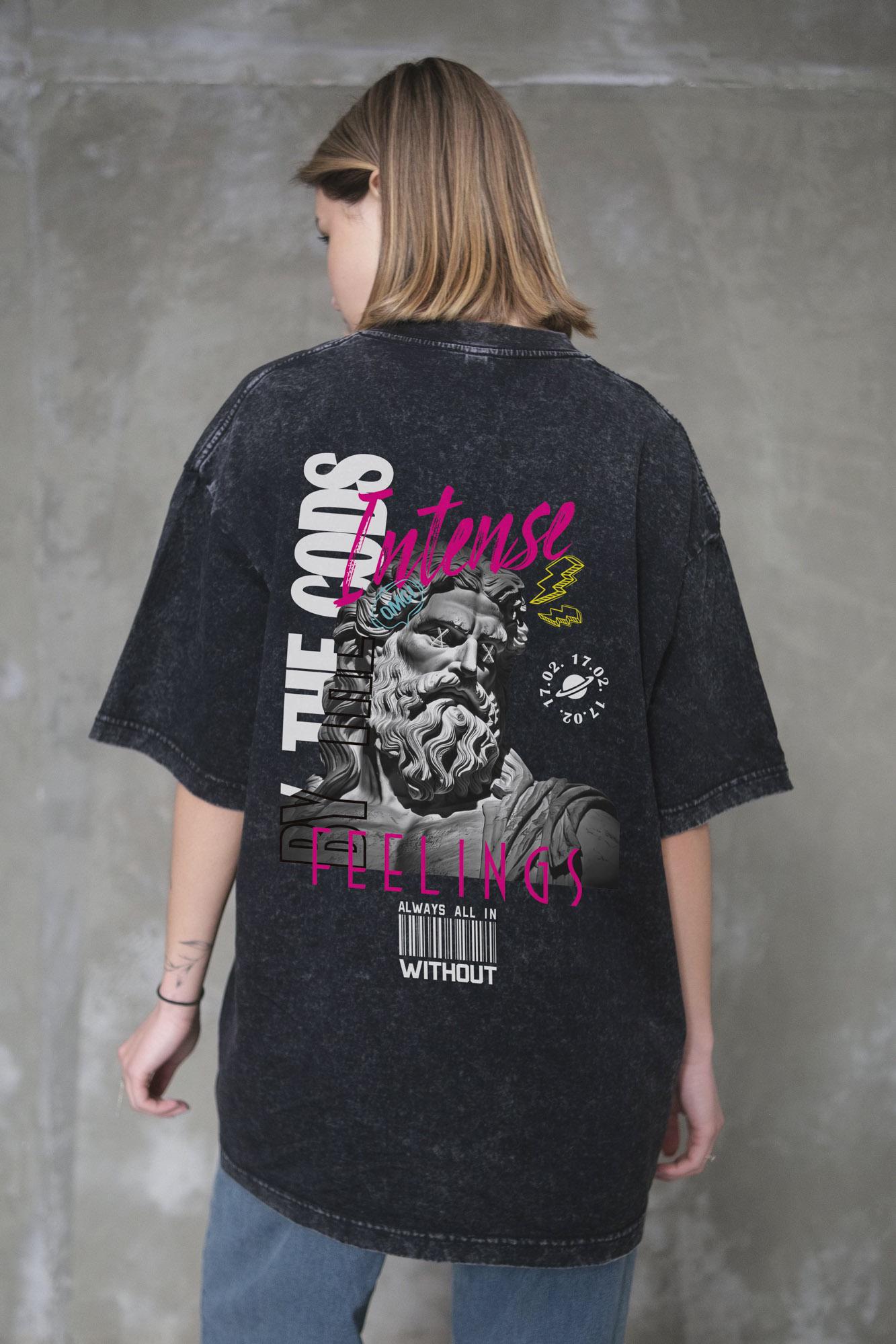 Футболка виварена Without Washed Оверсайз з принтом Feelings L/XL Black (L/XL 8056140 8056141) - фото 5
