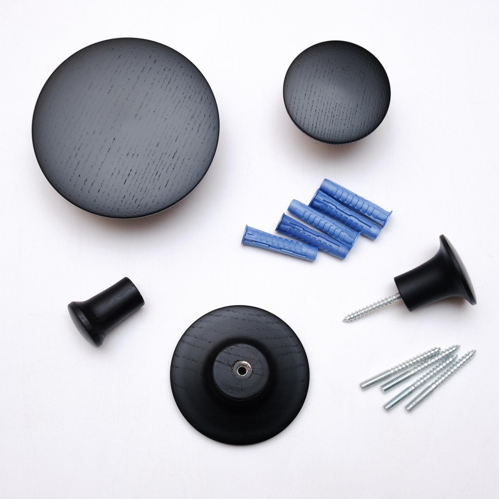 Набор деревянных крючков для одежды ø 35-120 мм 5 шт. Черный (50123) - фото 3