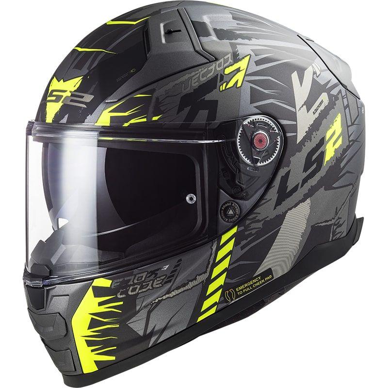 Мотошлем LS2 FF811 Vector 2 Techbot XL Matt Titanium/Hi-Vis Yellow (26155)