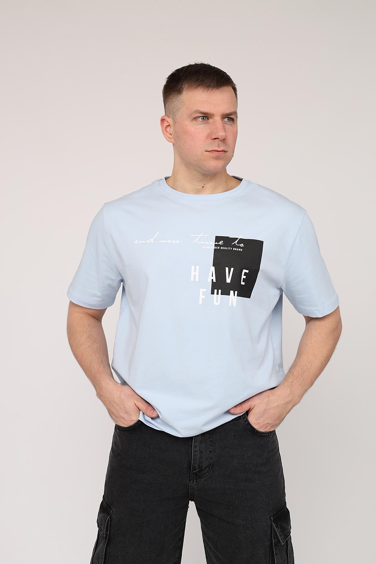 Футболка мужская ЦБ-00270048 с коротким рукавом р. 44 Голубой (SKT001045208)