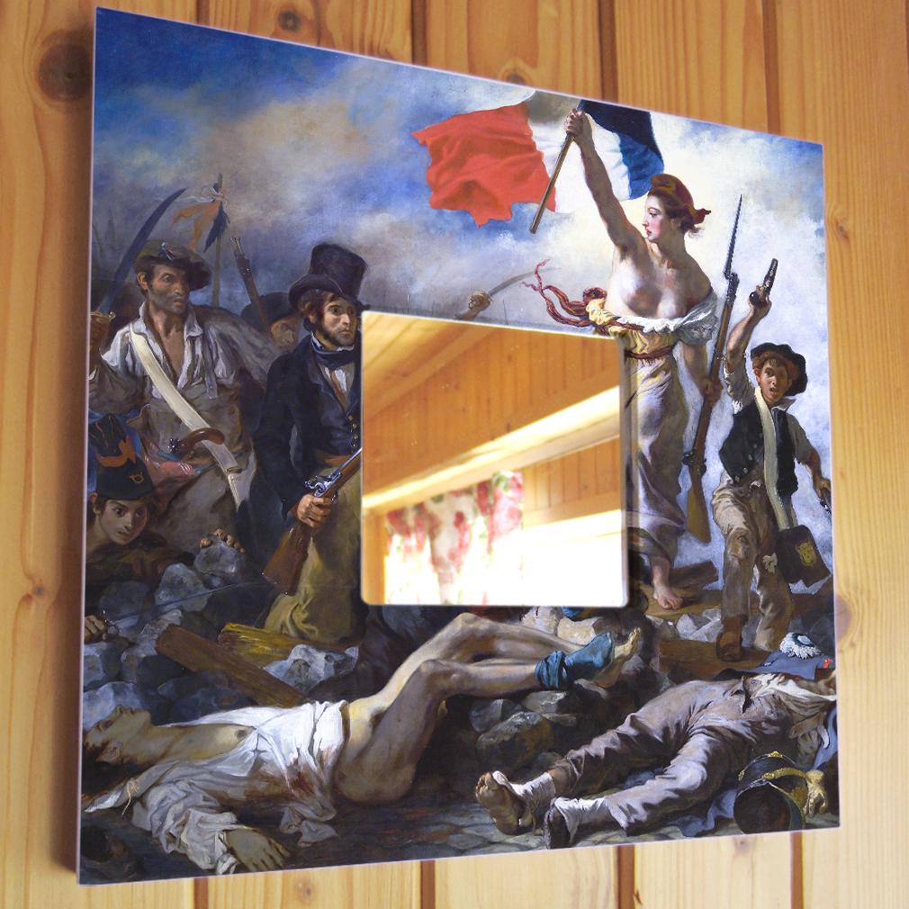 Зеркало картина "Свобода, ведущая народ" Эжен Делакруа 260х260 мм (M04378)