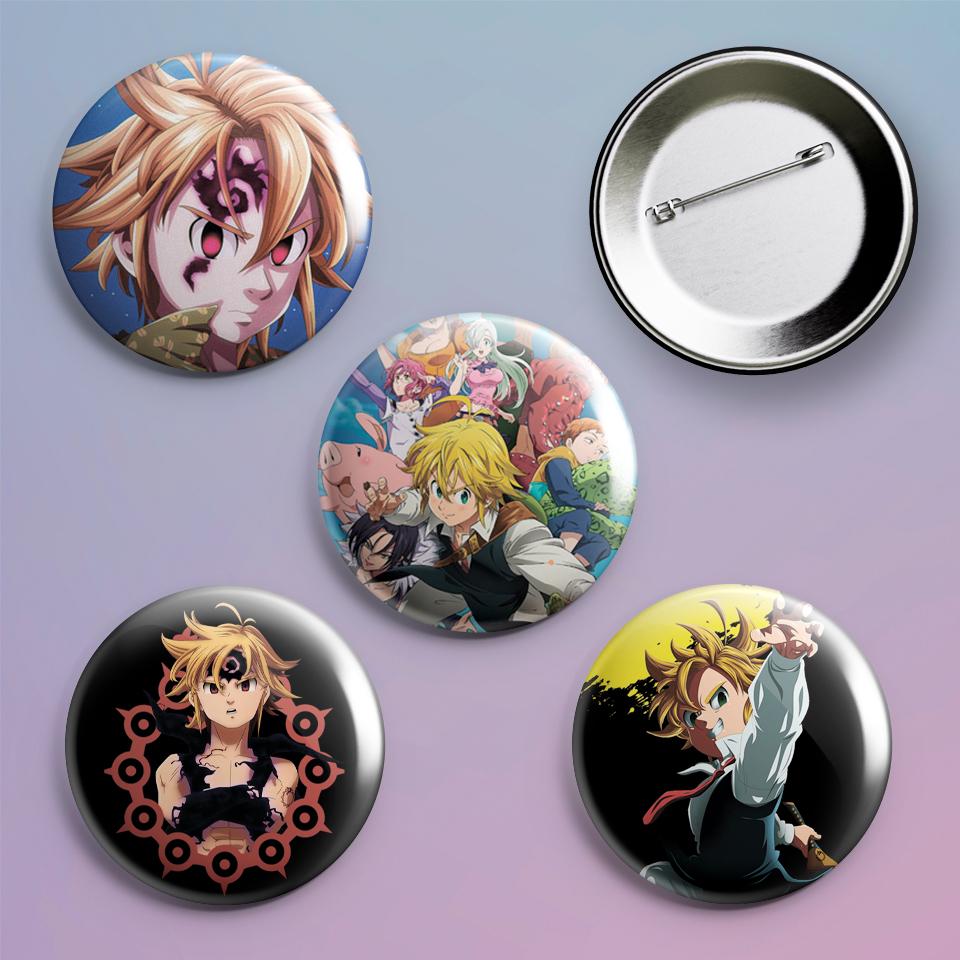 Значки на рюкзак с принтом аниме 7 смертных грехов Nanatsu no Taizai 4 шт. Значки на рюкзак с принтом аниме 7 смертных грехов Nanatsu no Taizai 4 шт.