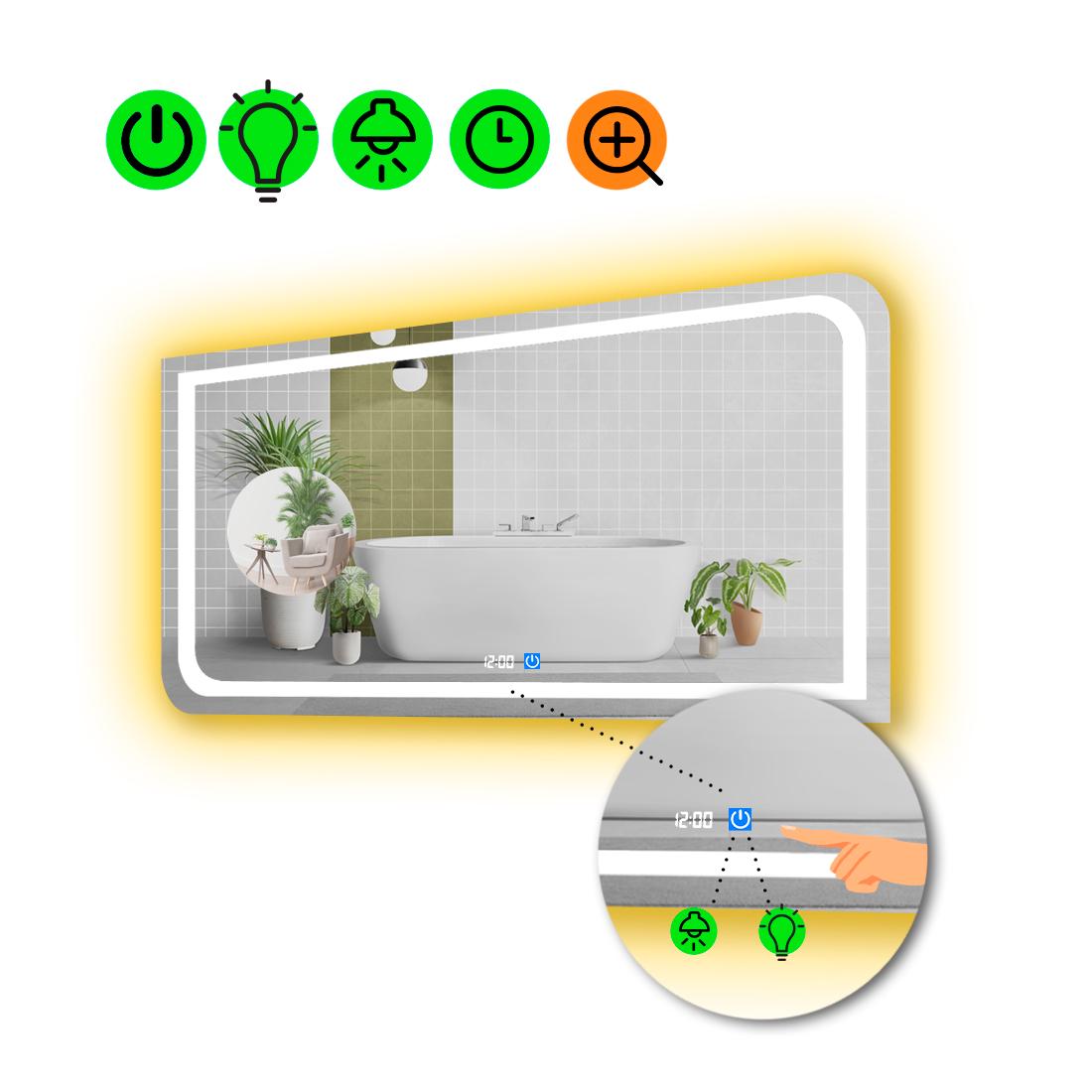 Зеркало с LED подсветкой Noemi с сенсором и линзой без подсветки 100x60 см (8775720)