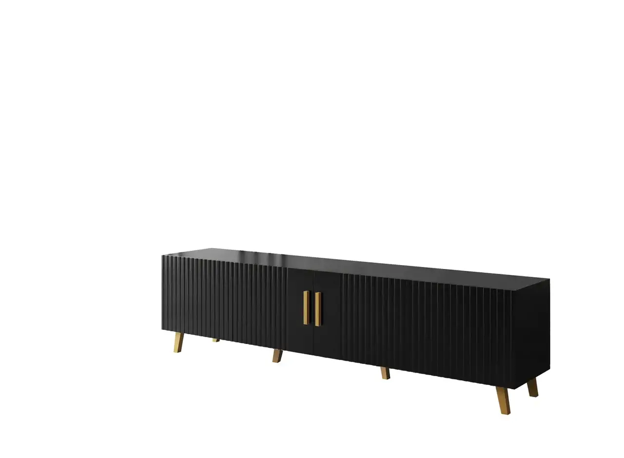 Тумба під ТВ Artos Design Verona 200 з ламінованою ДСП/ламінованою МДФ 520х400х2000 мм Чорний матовий (49267)