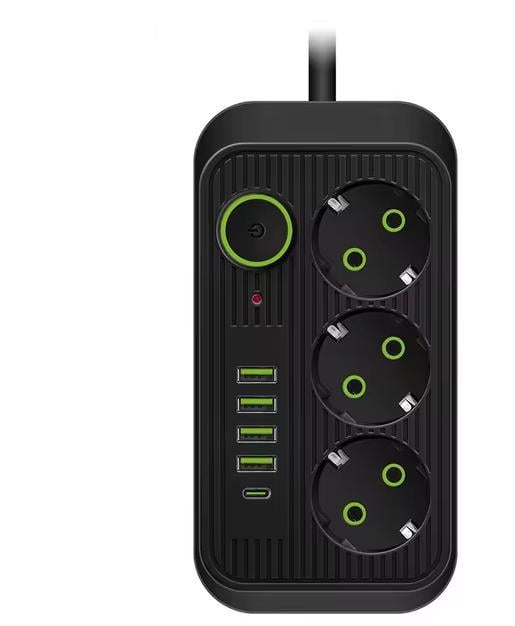 Сетевой фильтр Fuan F09U 4 USB 3AC 16A Черный (28061995)