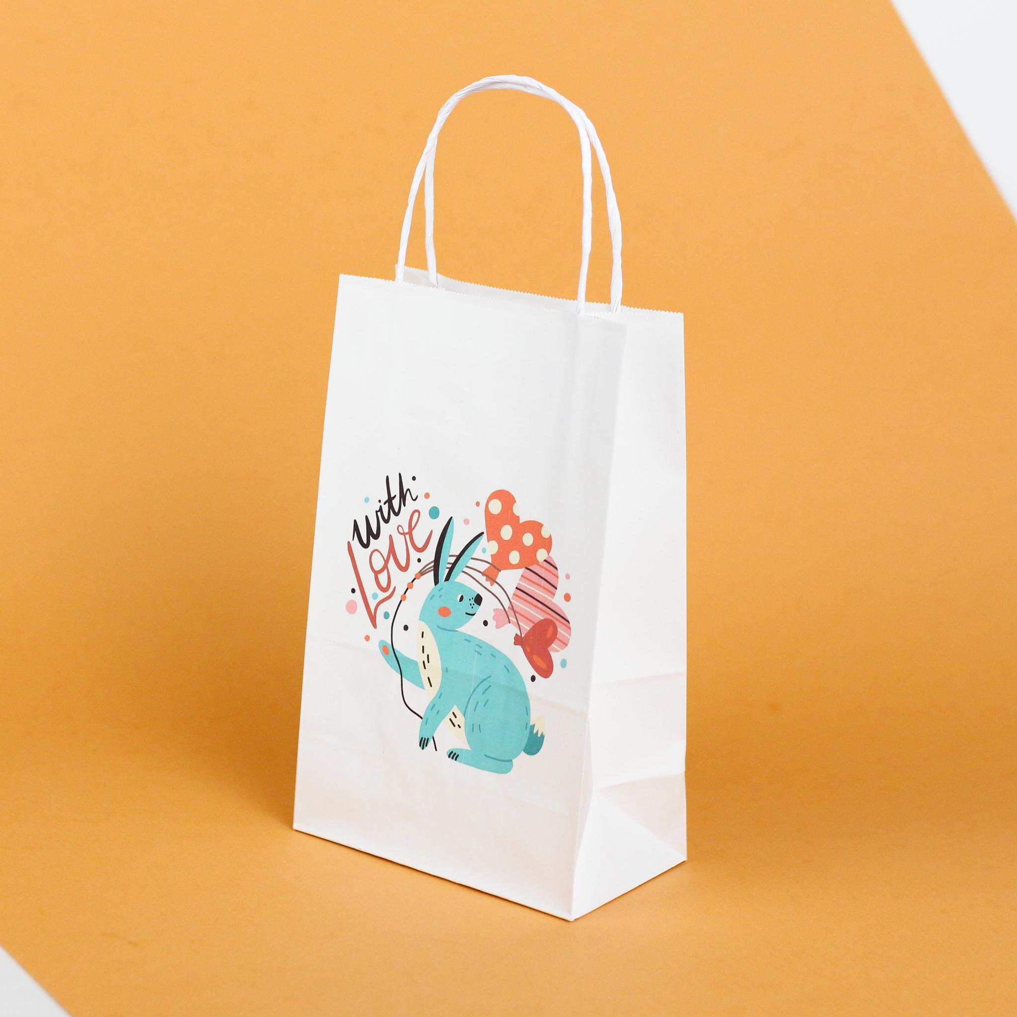 Подарочный пакет ко Дню Влюбленных с кручеными ручками 150х90х240 мм 15 шт.