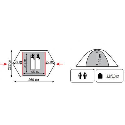 Палатка Tramp Colibri v2 двухместная туристическая 260х222х102 см (TRT-034) - фото 2