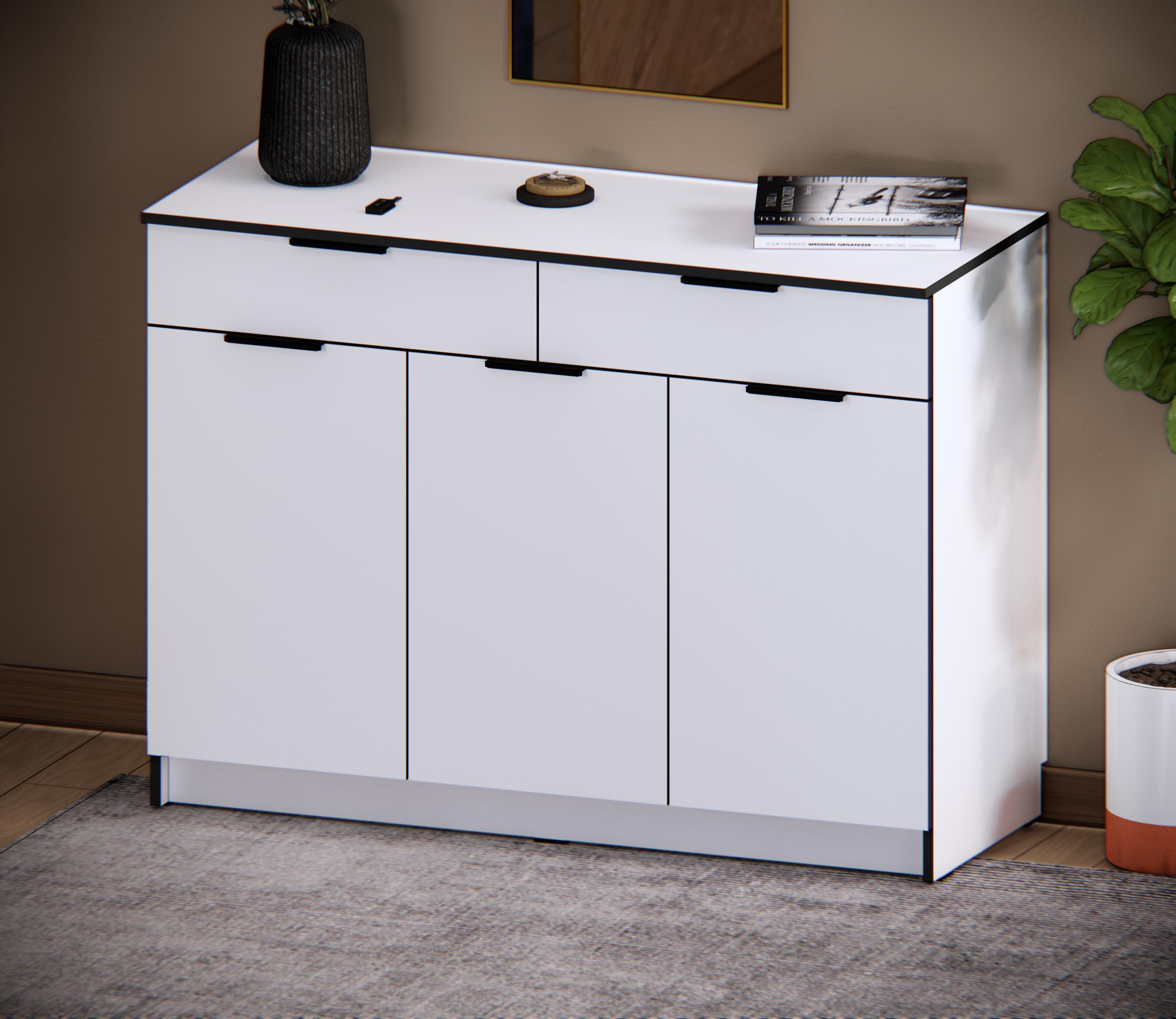 Комод с ящиками и полками GYLKA Аляска Белый/Графит (DR.C.1220WH.GR)