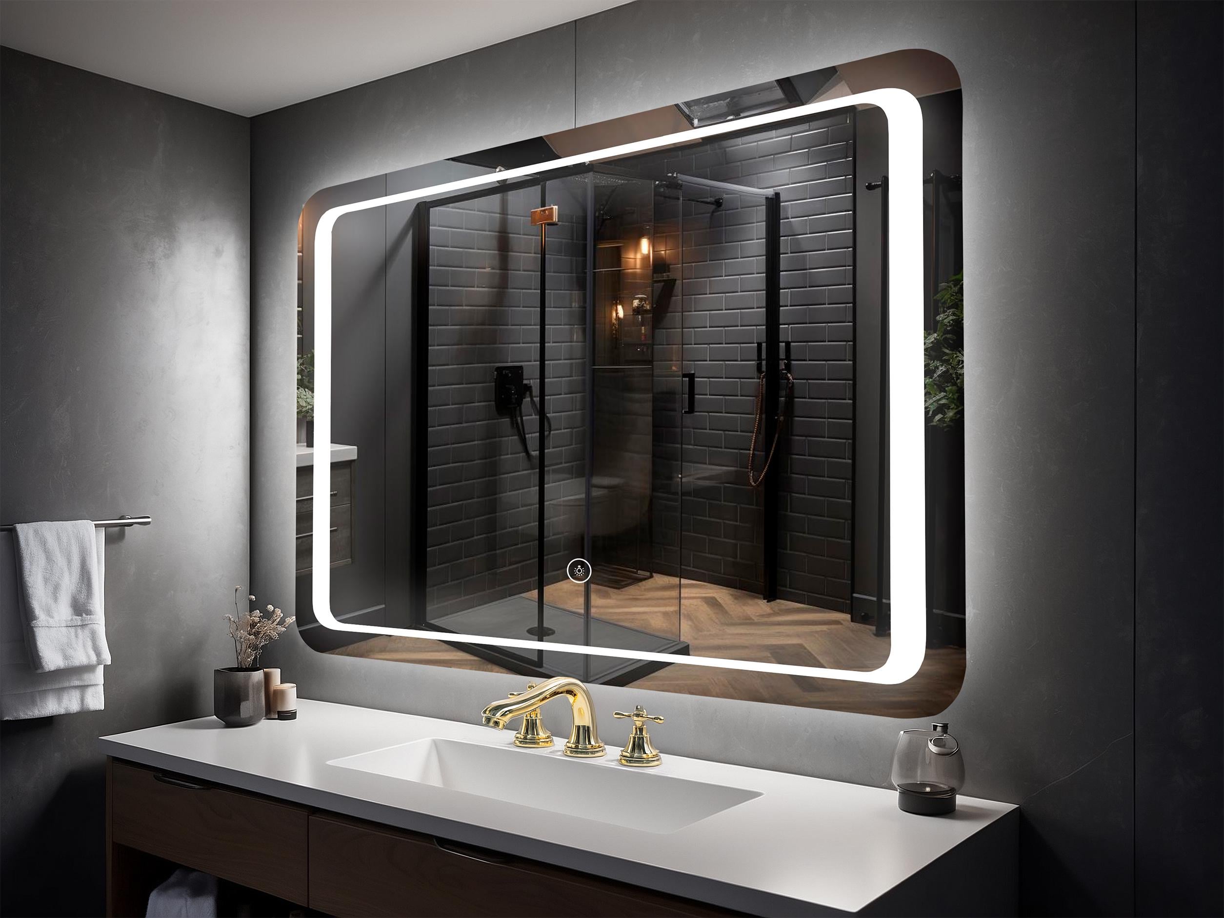 Зеркало для ванной KAYFOVO настенное с LED подсветкой 80х60 см (472658899)